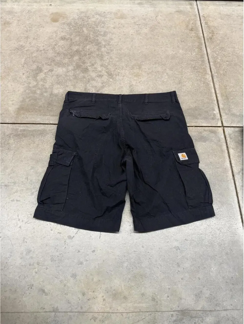 vintage carhartt black relaxed baggy fit cargo shorts size 36